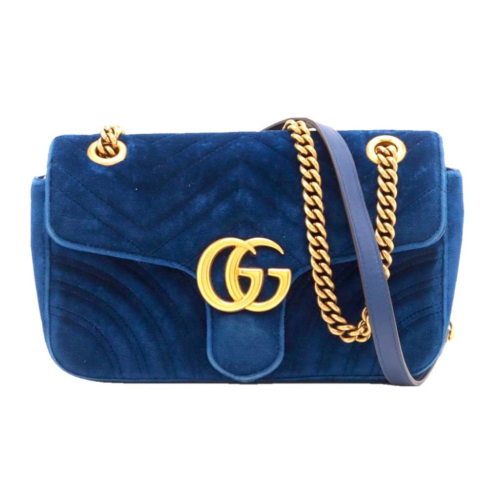 GG Marmont Velvet Matelasse Shoulder Bag